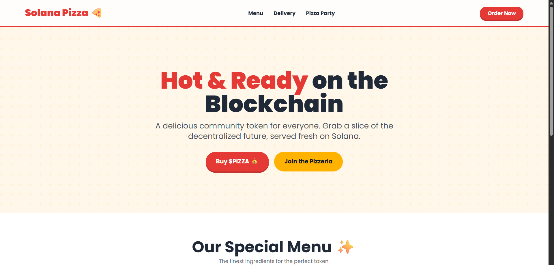 Solana Pizza Website